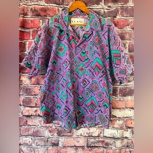 Men's Geometric Pattern Shirt - Purple and Teal